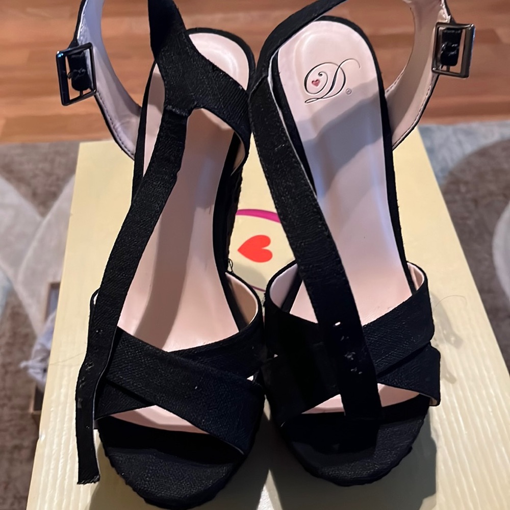Black wedge heels size 8